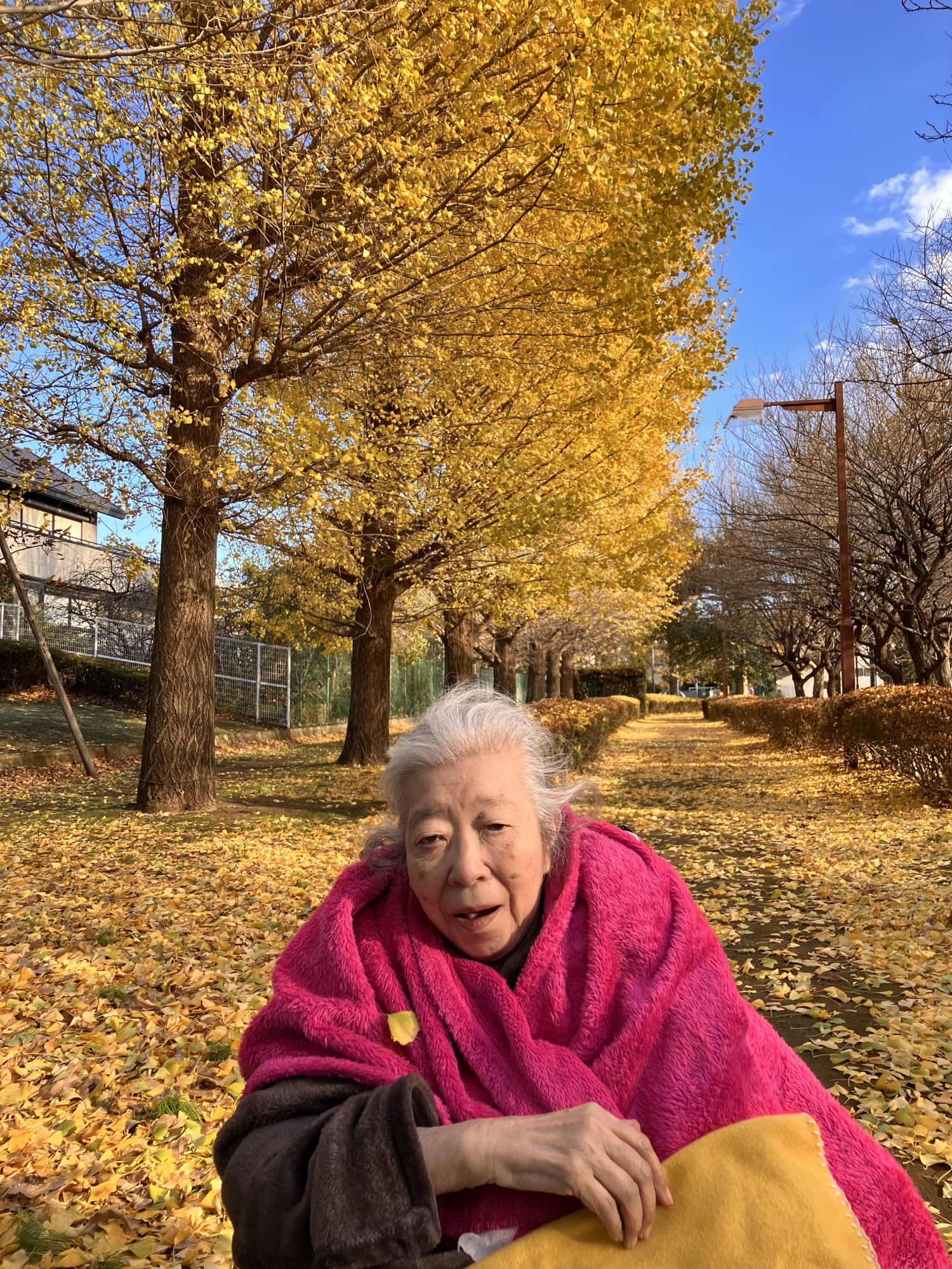 公園で外気浴-1　ニチイホーム三鷹Ⅱ番館